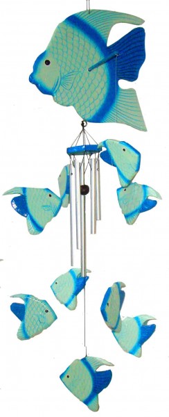 Kunsthandwerk Asien Mobile "Fisch" aus Albesia-Holz, Windspiel