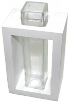 Design-Vase LEA aus Mangoholz mit Glas, in wei�, schwarz oder braun, 
