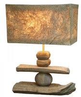 Deko-Leuchte SUMBA, Tisch-Lampe aus Holz, Stimmungsleuchte