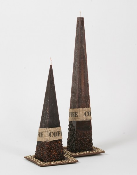 Kunsthandwerk modern Kerzen-Pyramide  KAFFEETRAUM - 7 x 7 x 35 cm