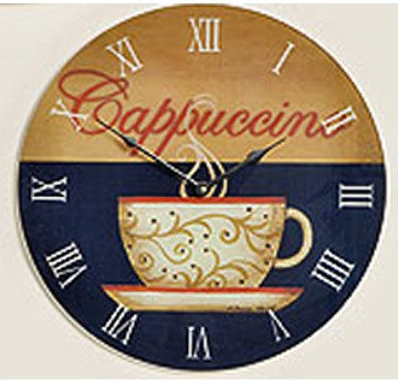 G. Wanduhr KAFFEE-GLASDEKOR, Uhr Cappuccino