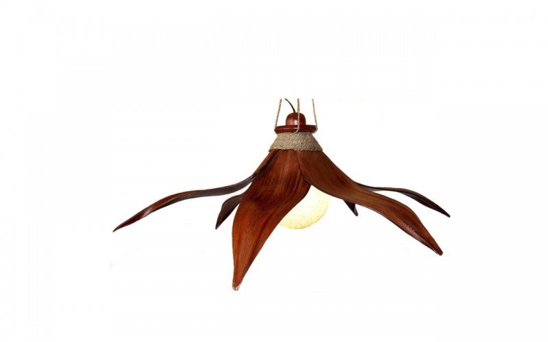 Deko-Lampen Bali Deko-Leuchte LOTUS, 6 Bl&auml;tter, Deckenlampe aus Natur-Materialien,