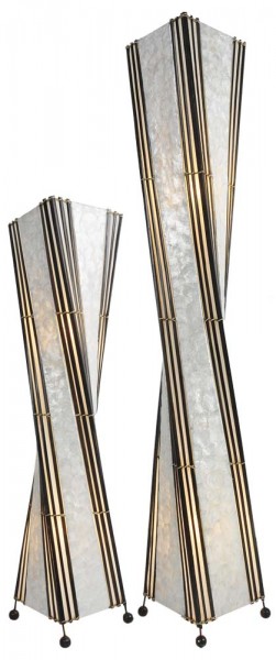 Deko-Lampen Bali Deko-Leuchte KOMANG, hohe Stehlampe aus Natur-Material, gedrehte Form