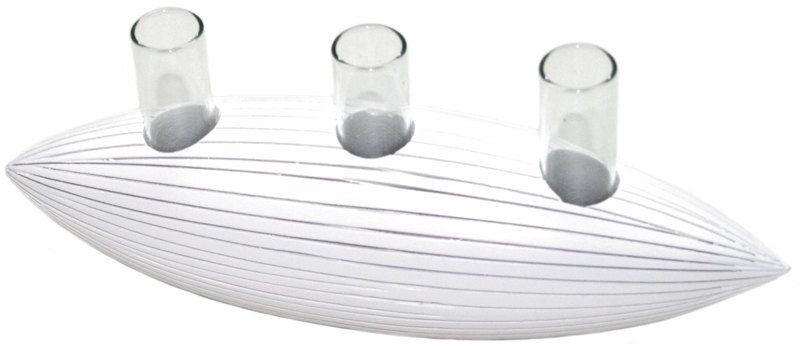 Kunsthandwerk modern Design-Vase SERAPHINA aus Mangoholz mit Glas, in wei&szlig;, schwarz oder braun