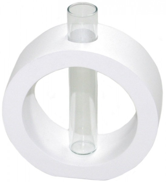 Kunsthandwerk modern Design-Vase RICARDA aus Mangoholz mit Glas, in wei&szlig;, schwarz oder braun