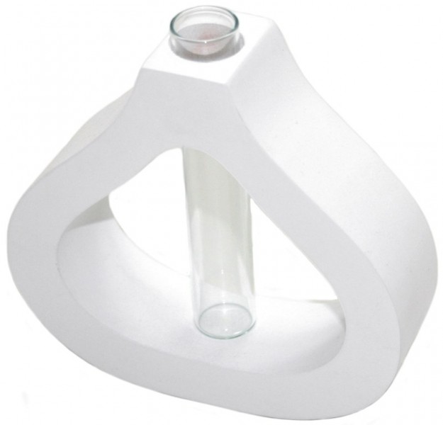 Kunsthandwerk modern Design-Vase JOANA aus Mangoholz mit Glas, in wei&szlig;, schwarz oder braun