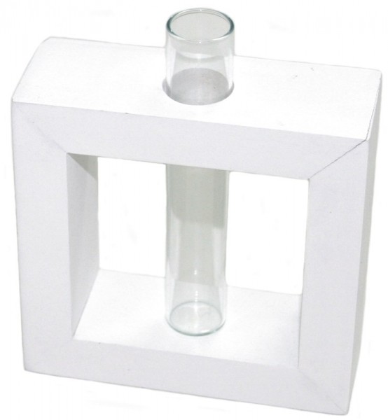 Kunsthandwerk modern Design-Vase MELINDA aus Mangoholz mit Glas, in wei&szlig;, schwarz oder braun