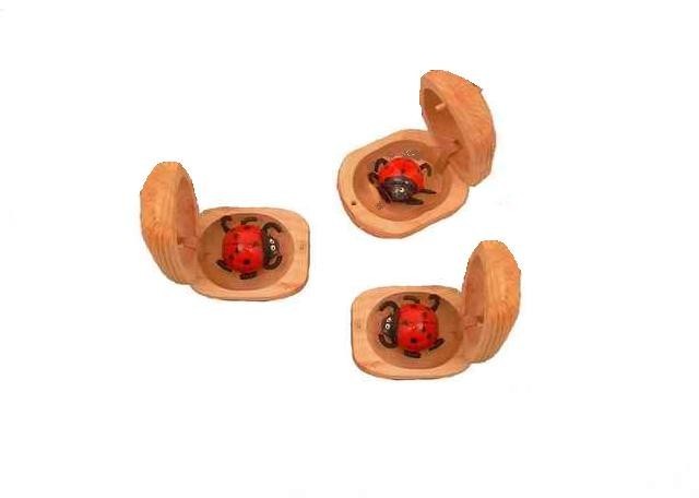 Kunsthandwerk Asien Gl&uuml;cksk&auml;fer, Marienk&auml;fer aus Holz, Gl&uuml;cksbringer