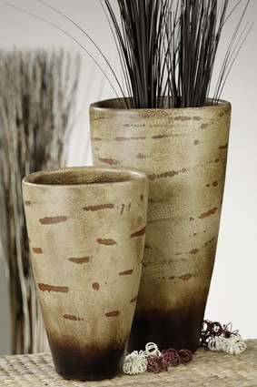 Vase ATHENA, Casablanca Design, Keramik in Holz-Optik