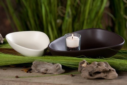 Deko-Schale MOCCA, Keramik, Casablanca Design, braun/creme, 24 cm